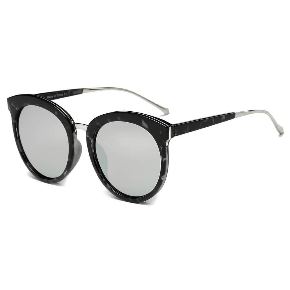 NORTH | Women's Oversized Round Mirrored Lens Horned Rim Sunglasses - lolaluxeshop