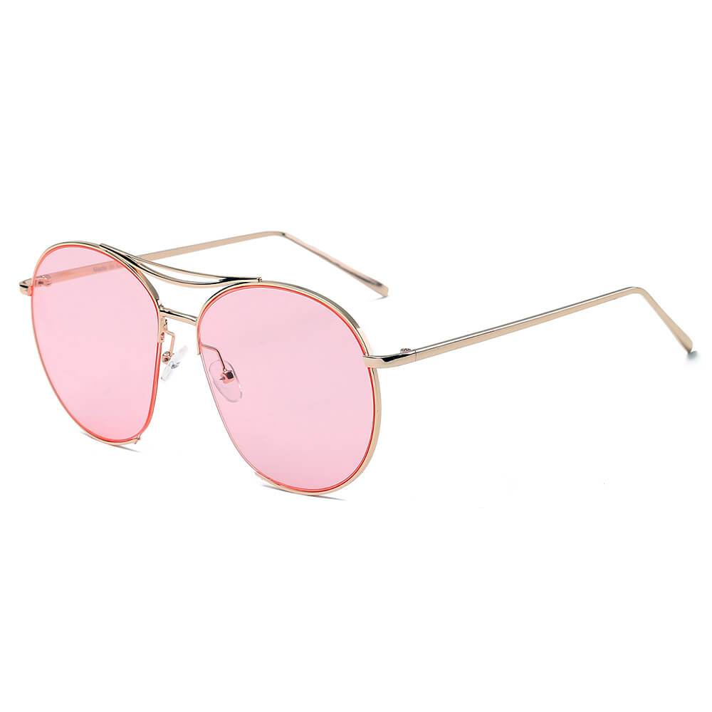 LOUDON | Oversize Tinted Lens Round Aviator Sunglasses - lolaluxeshop