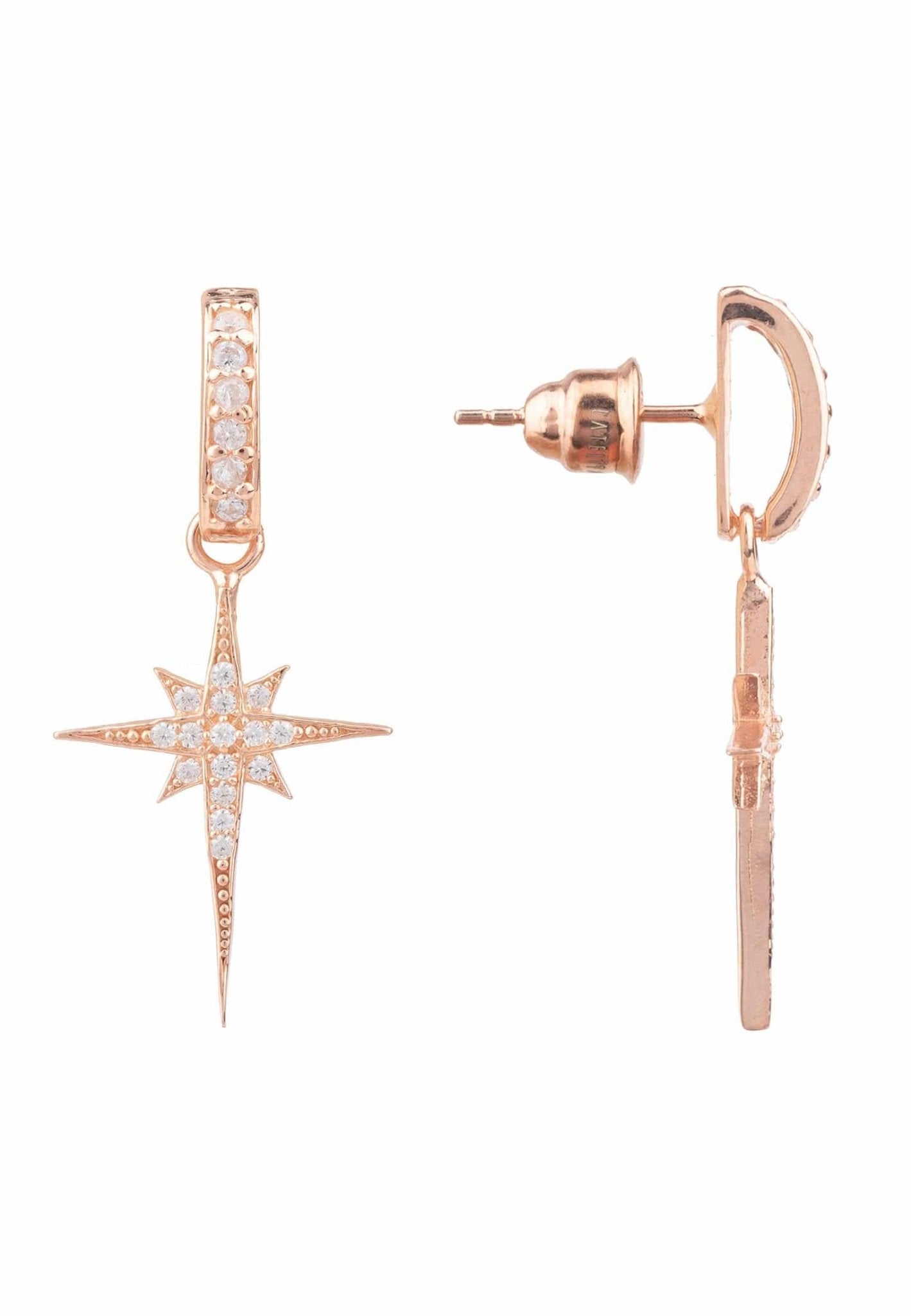 North Star Burst Small Drop Earrings Rosegold - lolaluxeshop