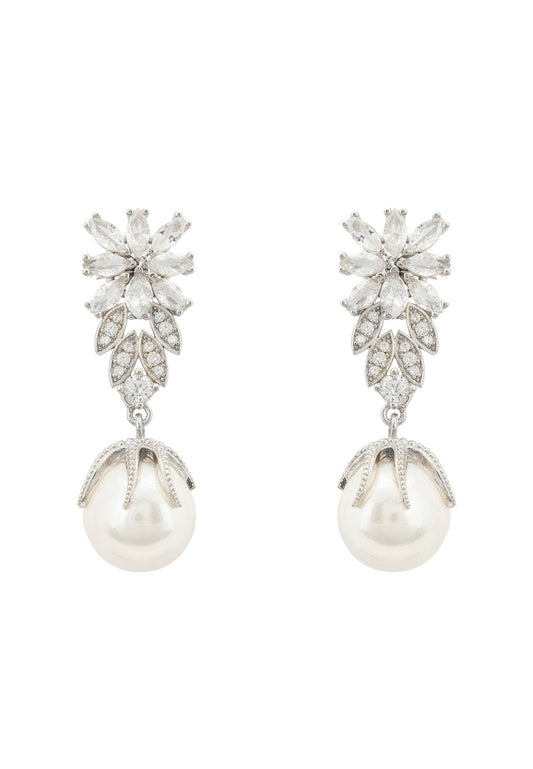 Primrose Baroque Pearl Earrings Silver White - lolaluxeshop