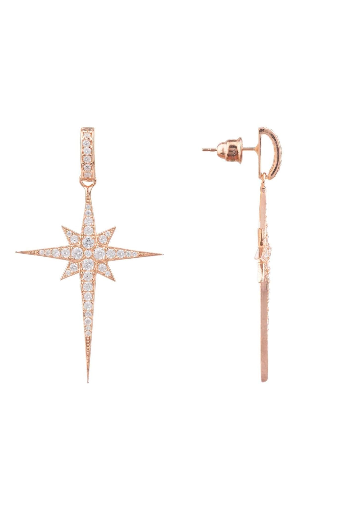 North Star Burst Large Drop Earrings Rosegold - lolaluxeshop