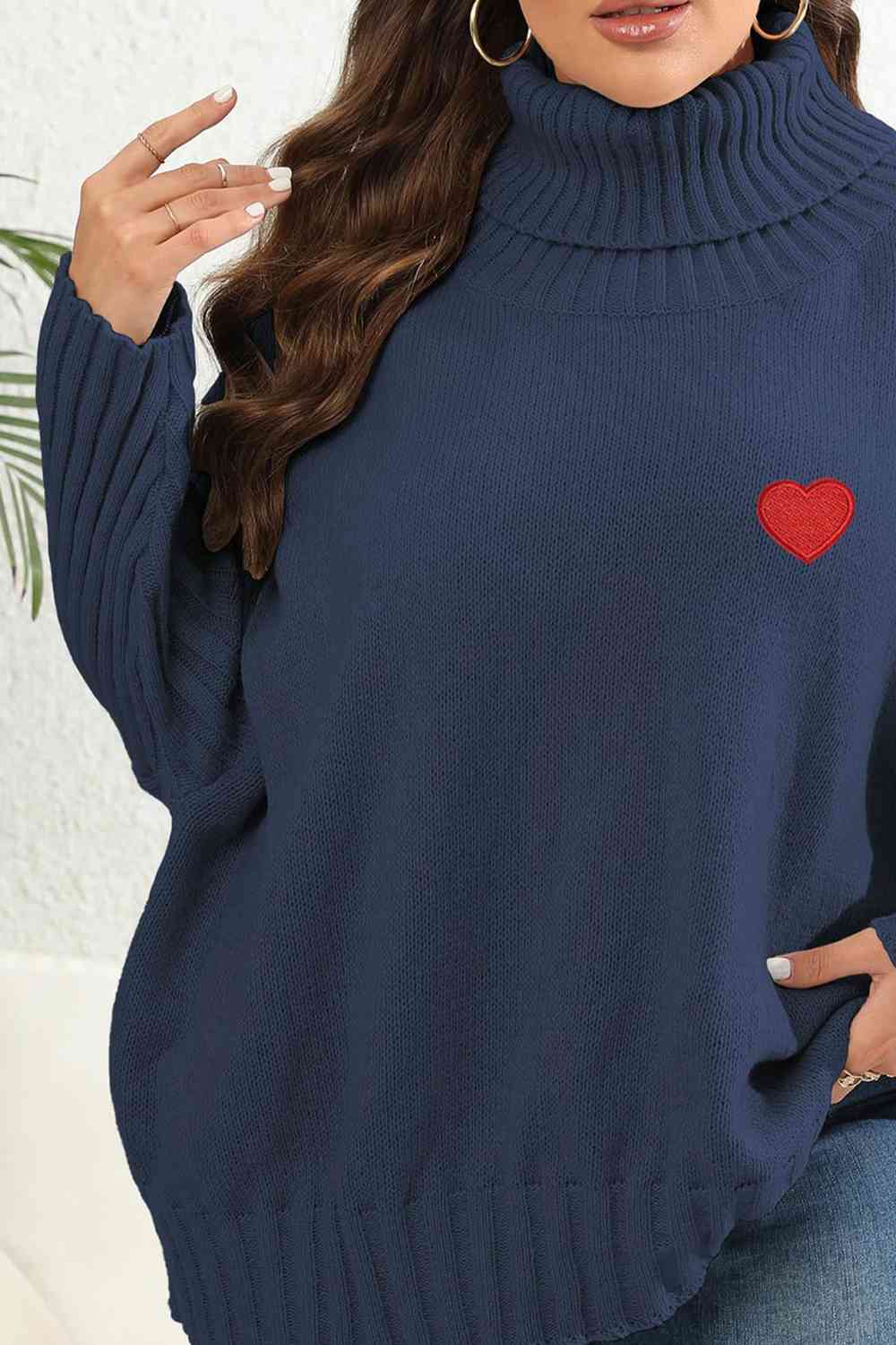 Plus Size Turtle Neck Long Sleeve Sweater - lolaluxeshop