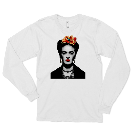 Frida Kahlo With Flowers Poster Artwork Long Sleeve Shirt - LOLA LUXE