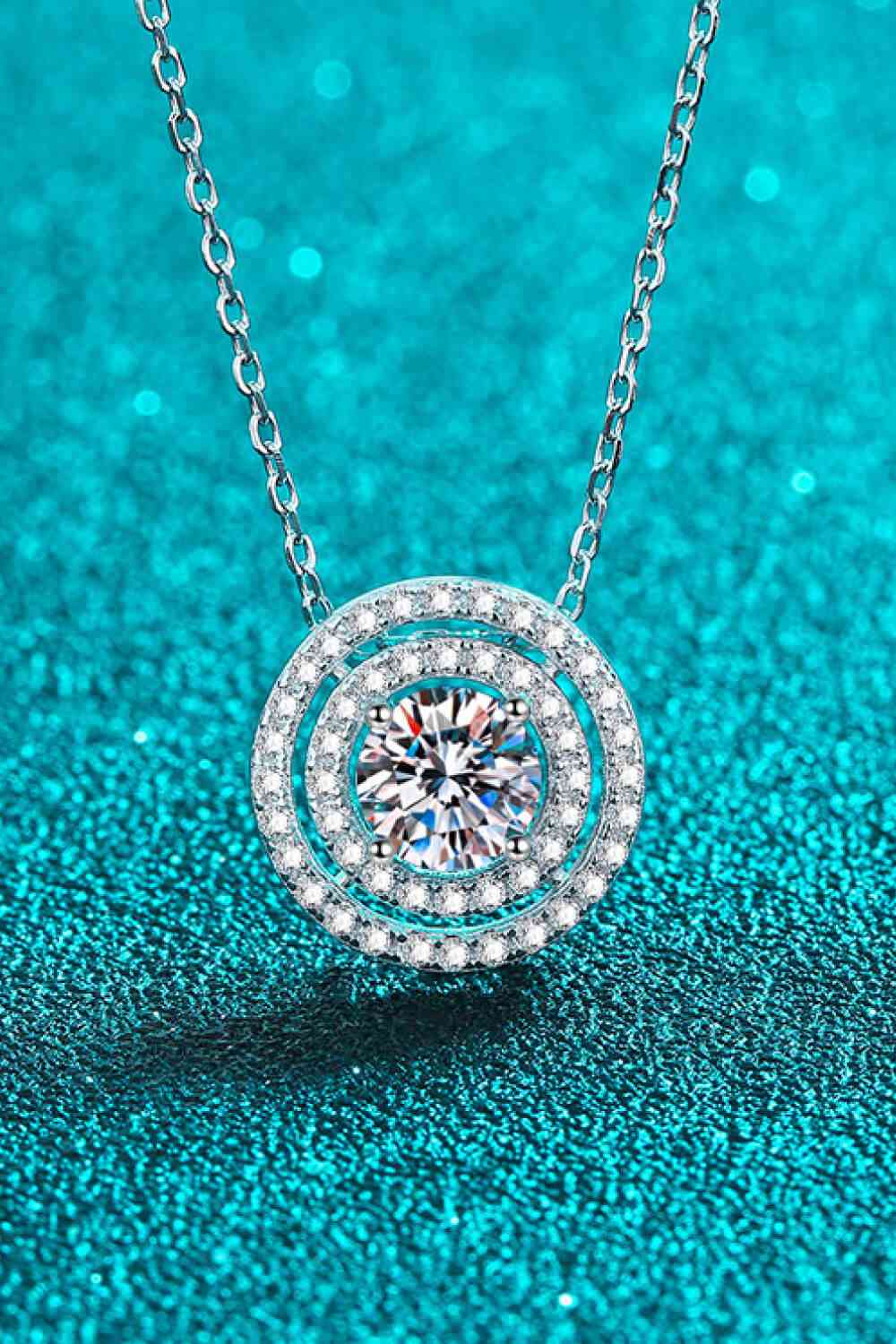 Moissanite Round Pendant Rhodium-Plated Necklace - lolaluxeshop