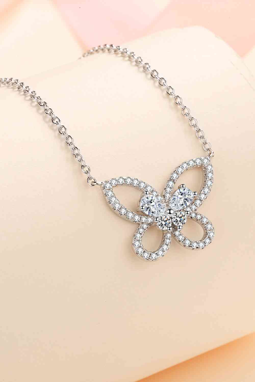 Moissanite Butterfly Pendant Necklace - lolaluxeshop