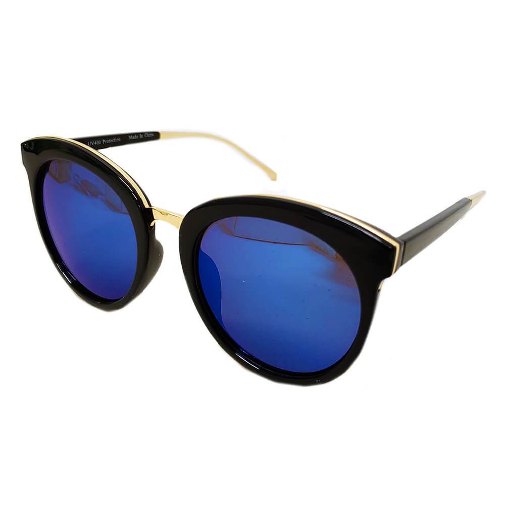 NORTH | Women's Oversized Round Mirrored Lens Horned Rim Sunglasses - lolaluxeshop