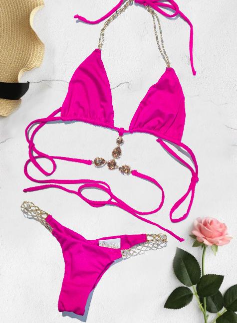 June Triangle Top & Tango Bottom - Pink - LOLA LUXE