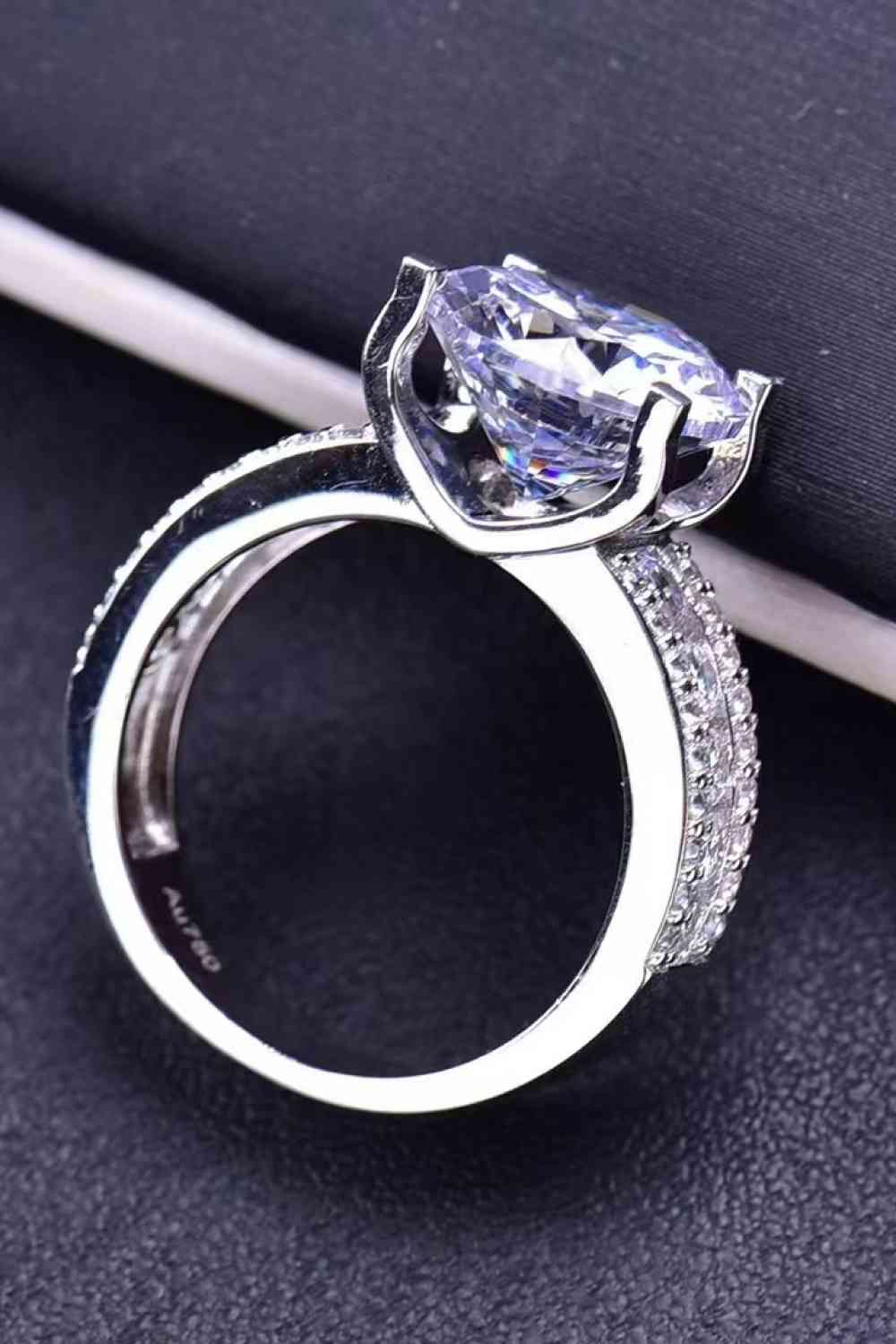 Platinum-Plated 5 Carat Moissanite Side Stone Ring - lolaluxeshop