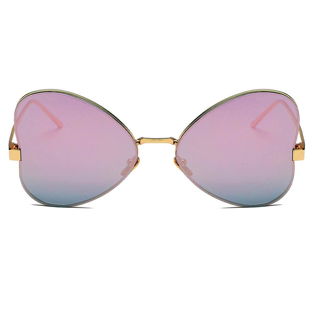 LINDSAY | Women Oversized Rounded Butterfly Fashion Sunglasses - lolaluxeshop