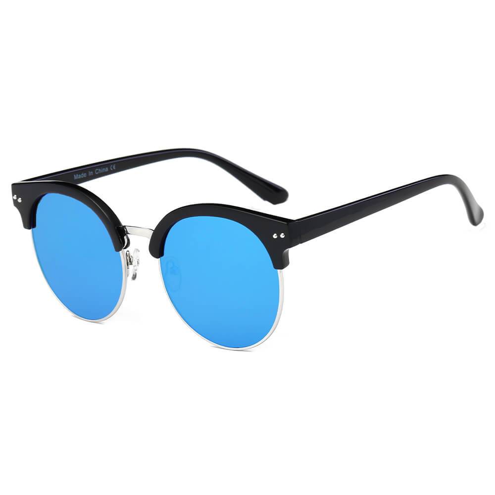 JERMYN | Retro Vintage Fashion Round Clubmaster Flat Lens Design Sunglasses - lolaluxeshop