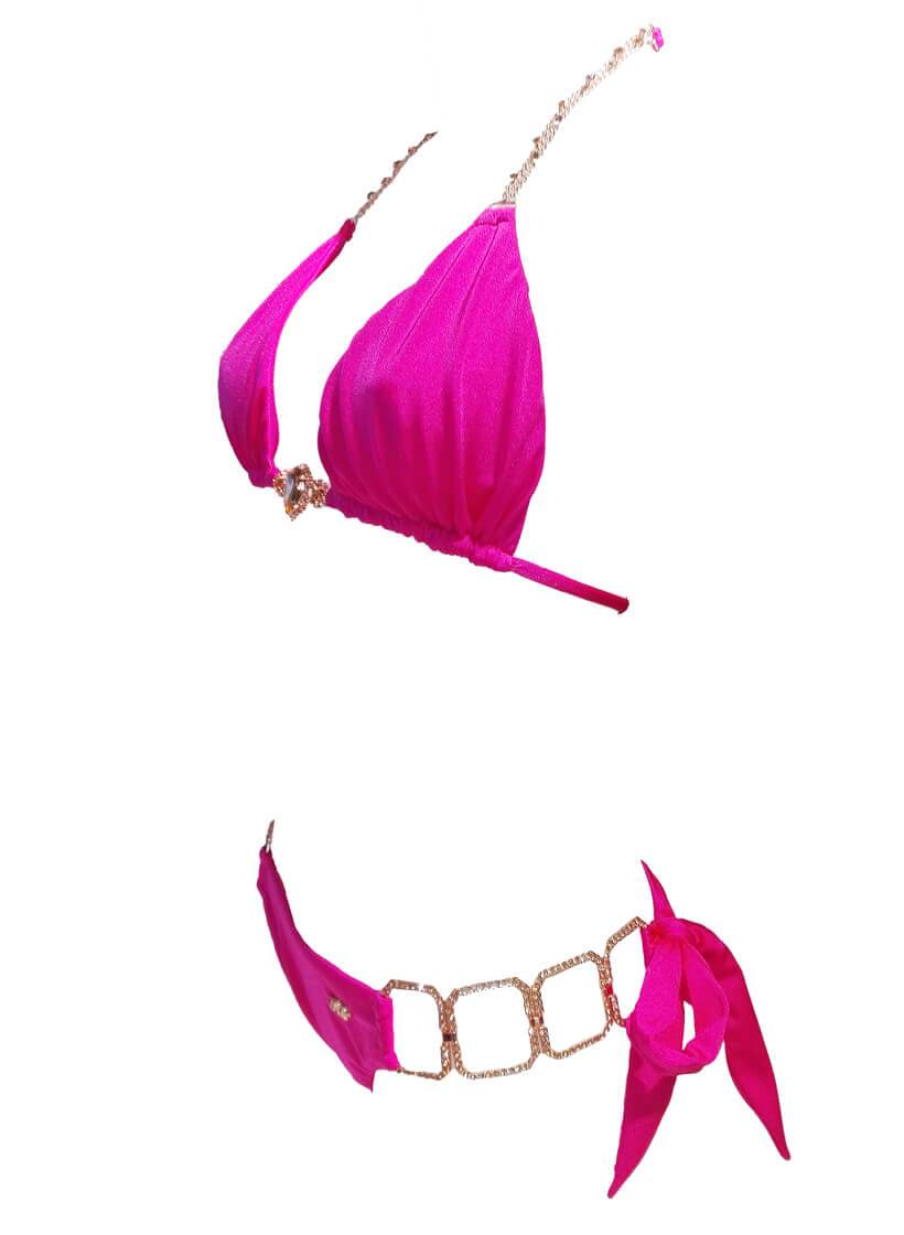 Tessa Triangle Top & Tie Side Bottom - Pink - LOLA LUXE