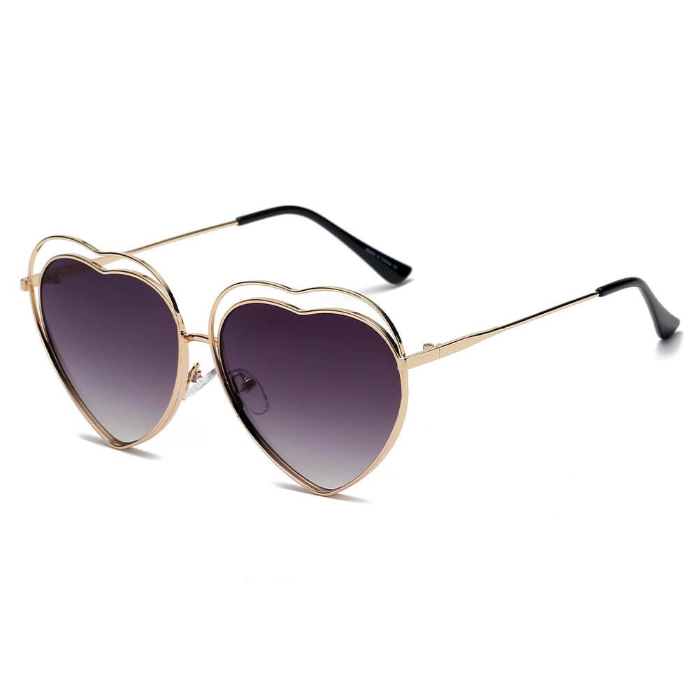 MESA | Women Metal Halo Wire Art Heart Shape Color Lens Sunglasses - lolaluxeshop