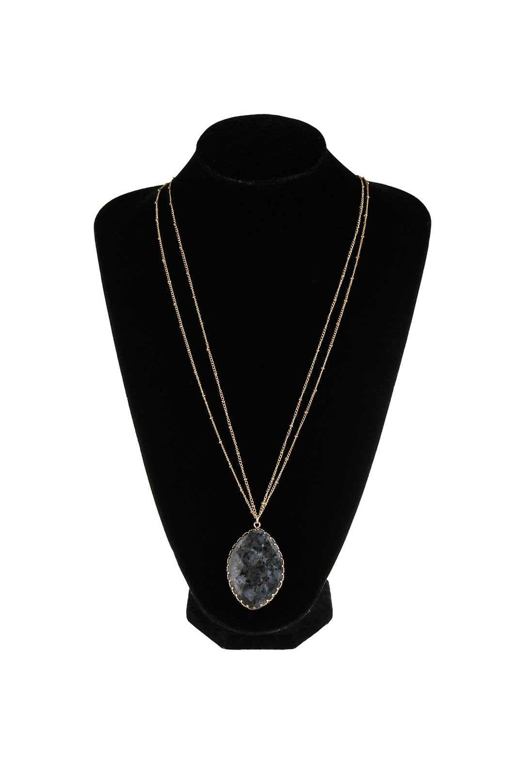 Natural Stone Wrap Oval Pendant Chain Necklace - LOLA LUXE