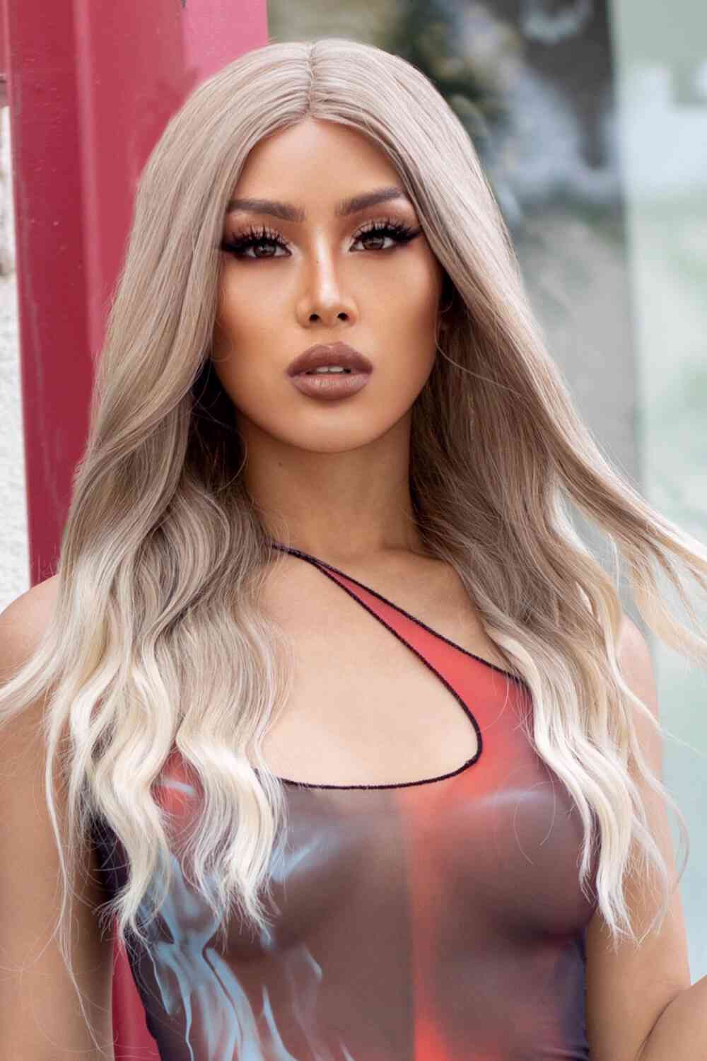 13*2" Lace Front Wigs Synthetic Long Wave 24" 150% Density in Medium Blonde Highlights - lolaluxeshop