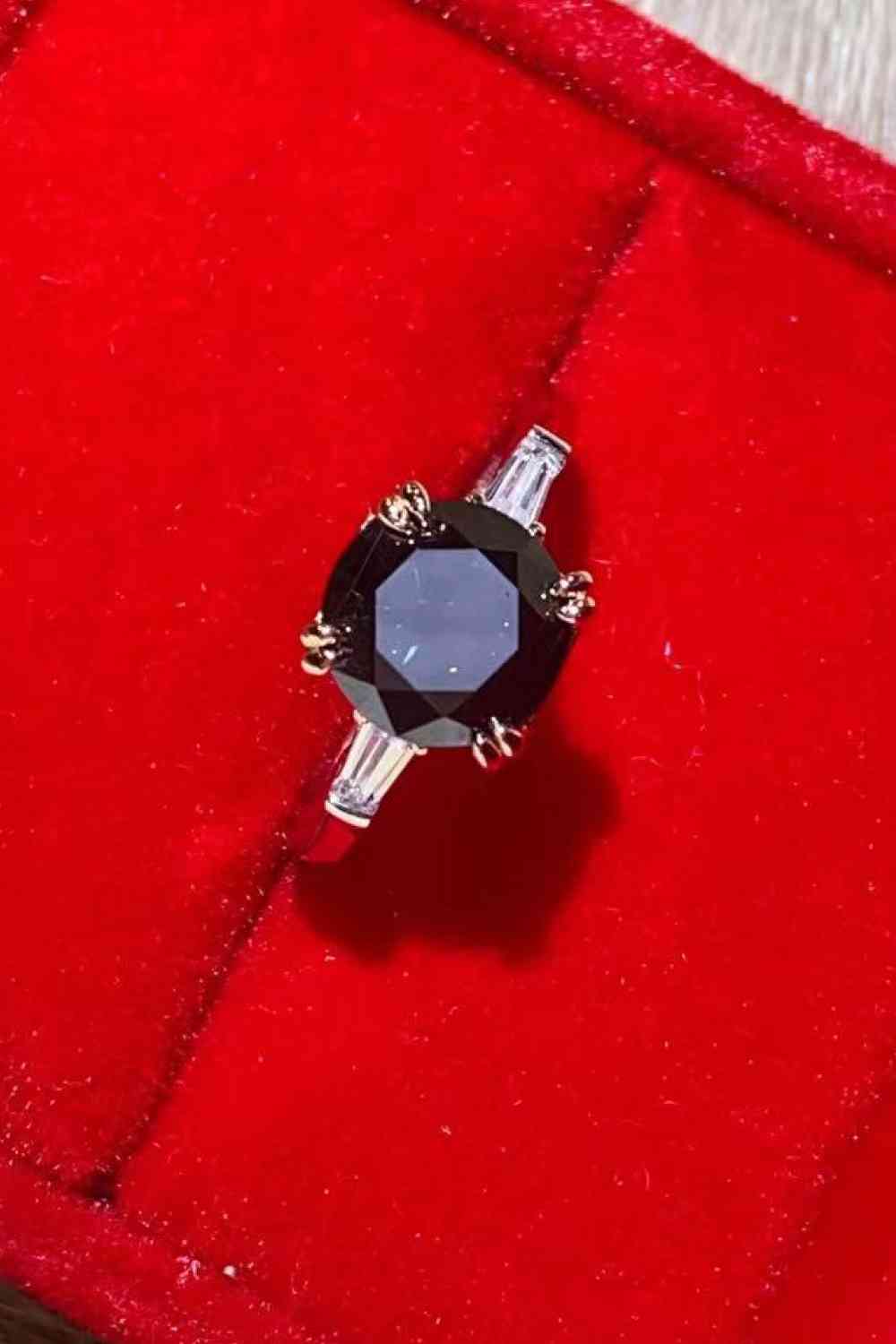 2 Carat Black Moissanite Platinum-Plated Ring - lolaluxeshop