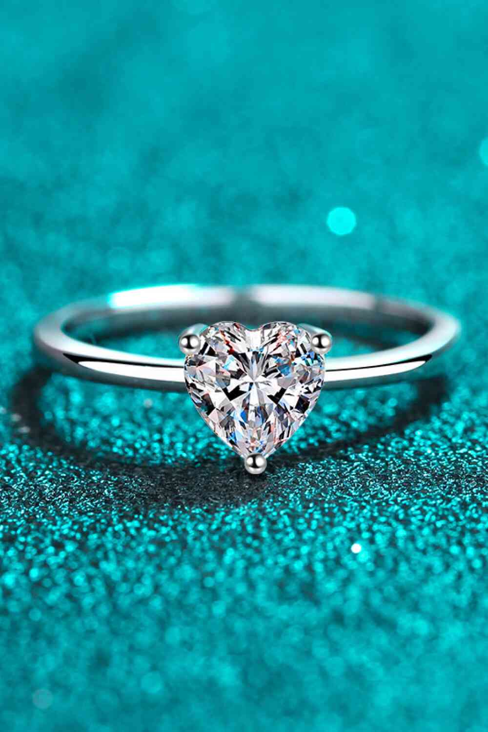 925 Sterling Silver Heart-Shaped Moissanite Solitaire Ring - lolaluxeshop