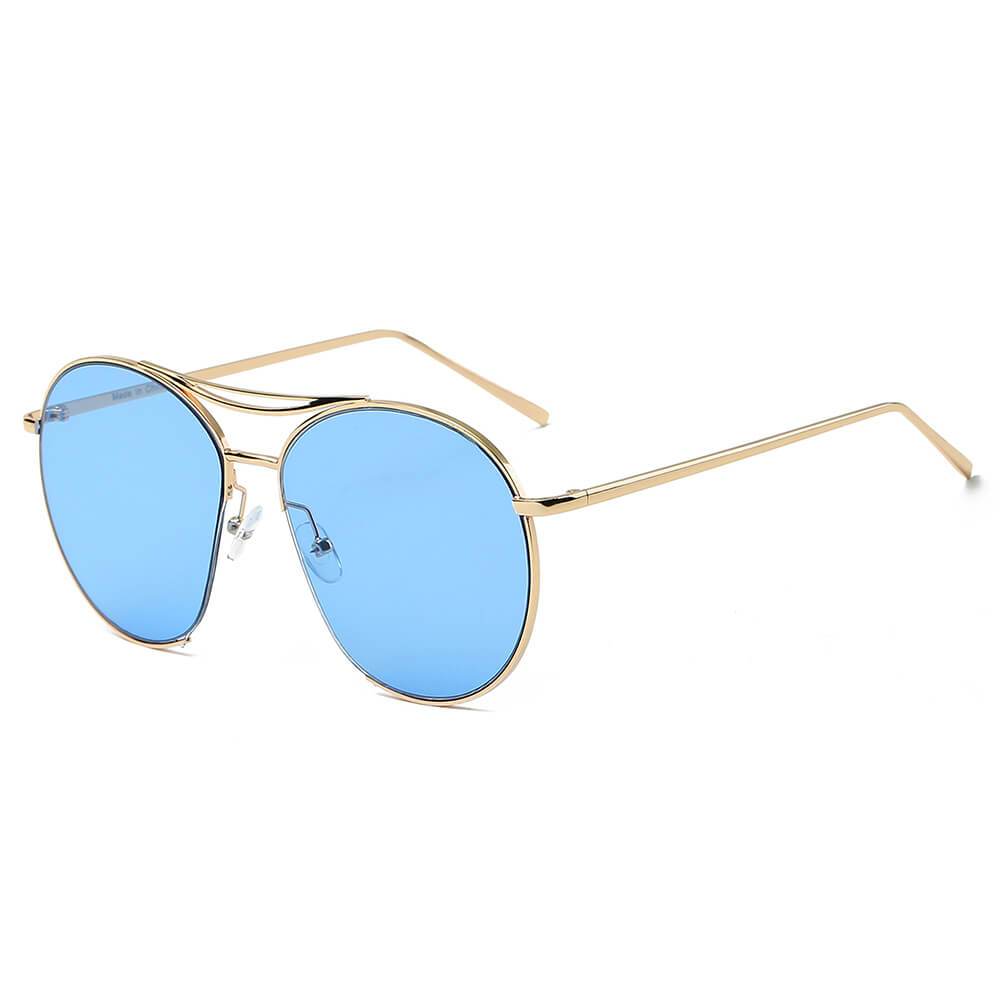 LOUDON | Oversize Tinted Lens Round Aviator Sunglasses - lolaluxeshop