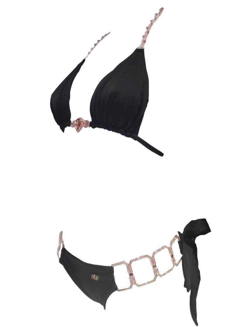 Tessa Triangle Top & Tie Side Bottom - Black - LOLA LUXE