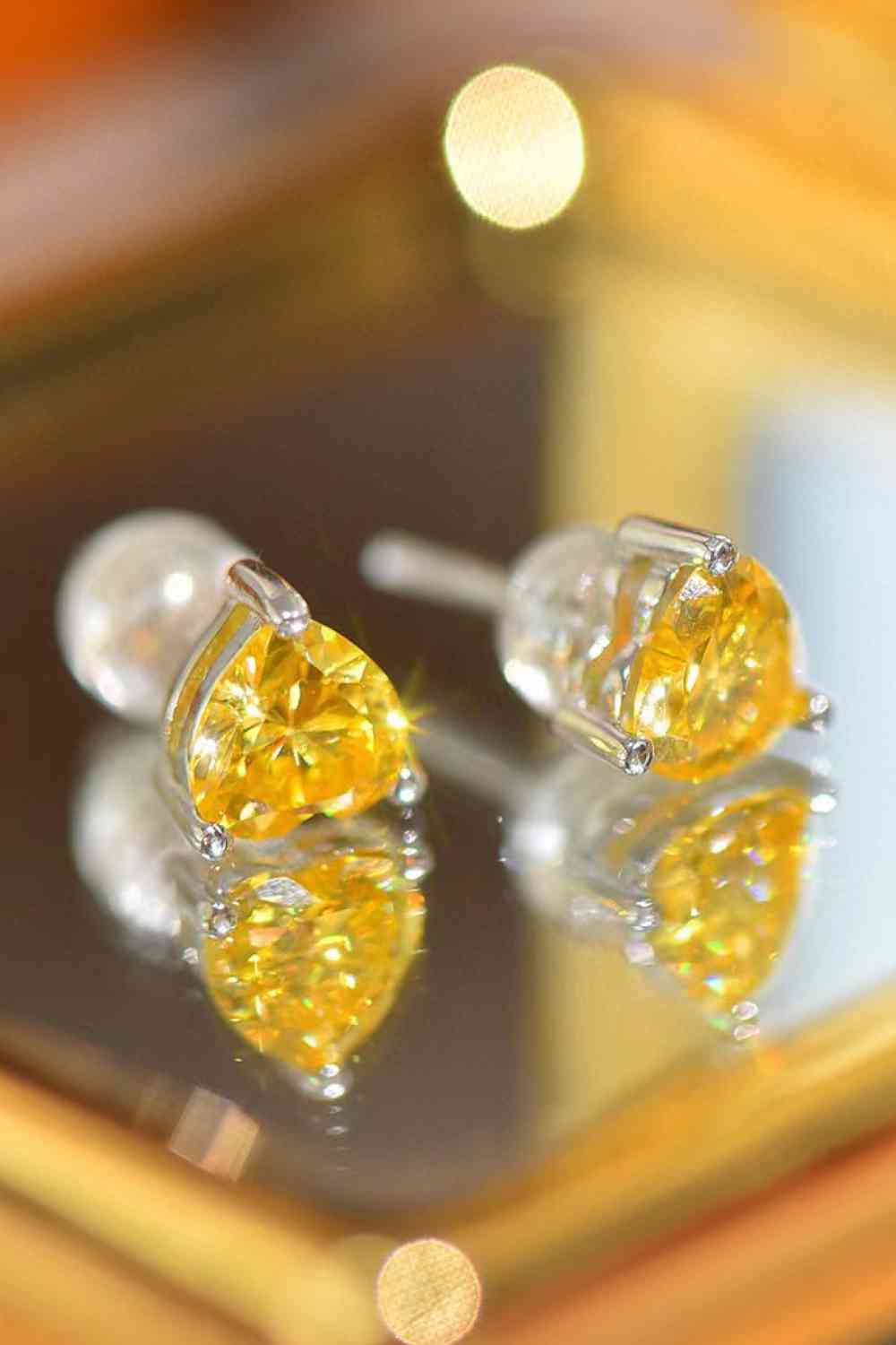 2 Carat Yellow Heart Moissanite Platinum-Plated Earrings - lolaluxeshop