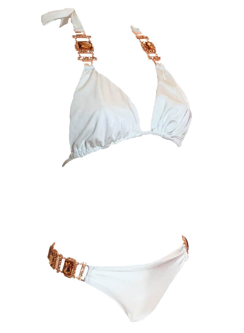 Tina Halter Top & Skimpy Bottom - White - LOLA LUXE