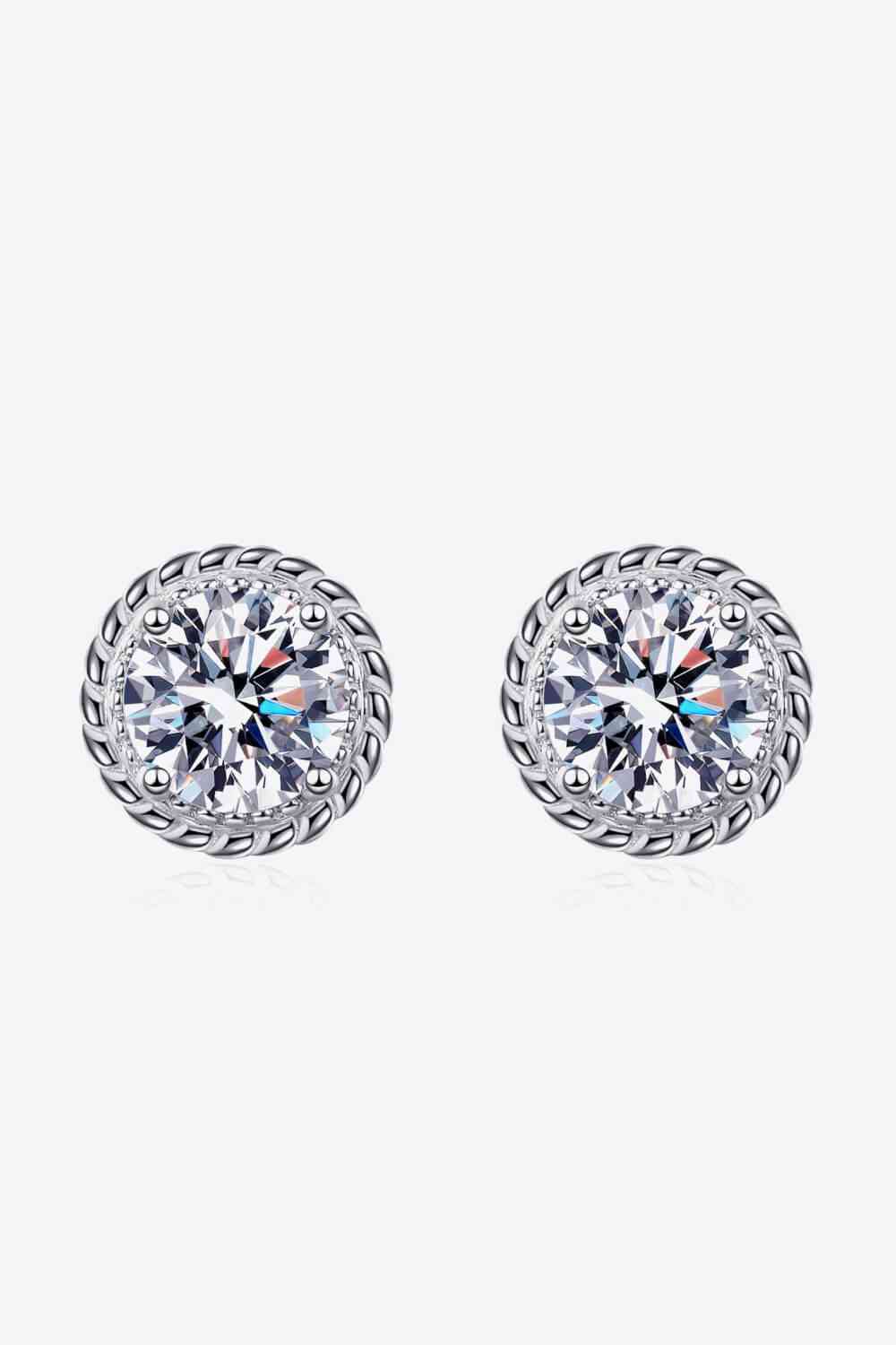 1 Carat Moissanite Rhodium-Plated Round Stud Earrings - lolaluxeshop