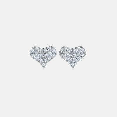 Moissanite 925 Sterling Silver Heart Stud Earrings - lolaluxeshop