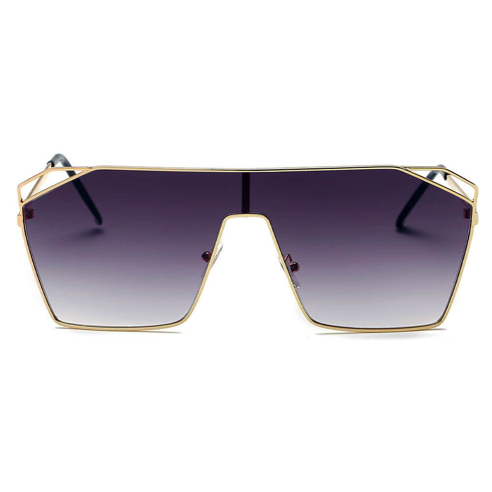 LAVAL | S2071 - Flat Top Metal Oversize Square Fashion Sunglasses - lolaluxeshop