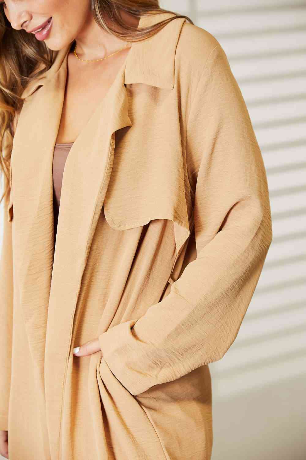 Culture Code Full Size Tied Trench Coat with Pockets - lolaluxeshop