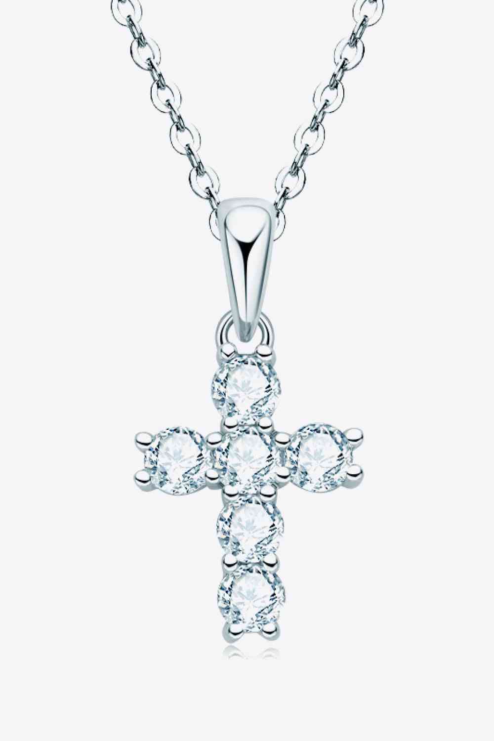 925 Sterling Silver Cross Moissanite Pendant Necklace - lolaluxeshop