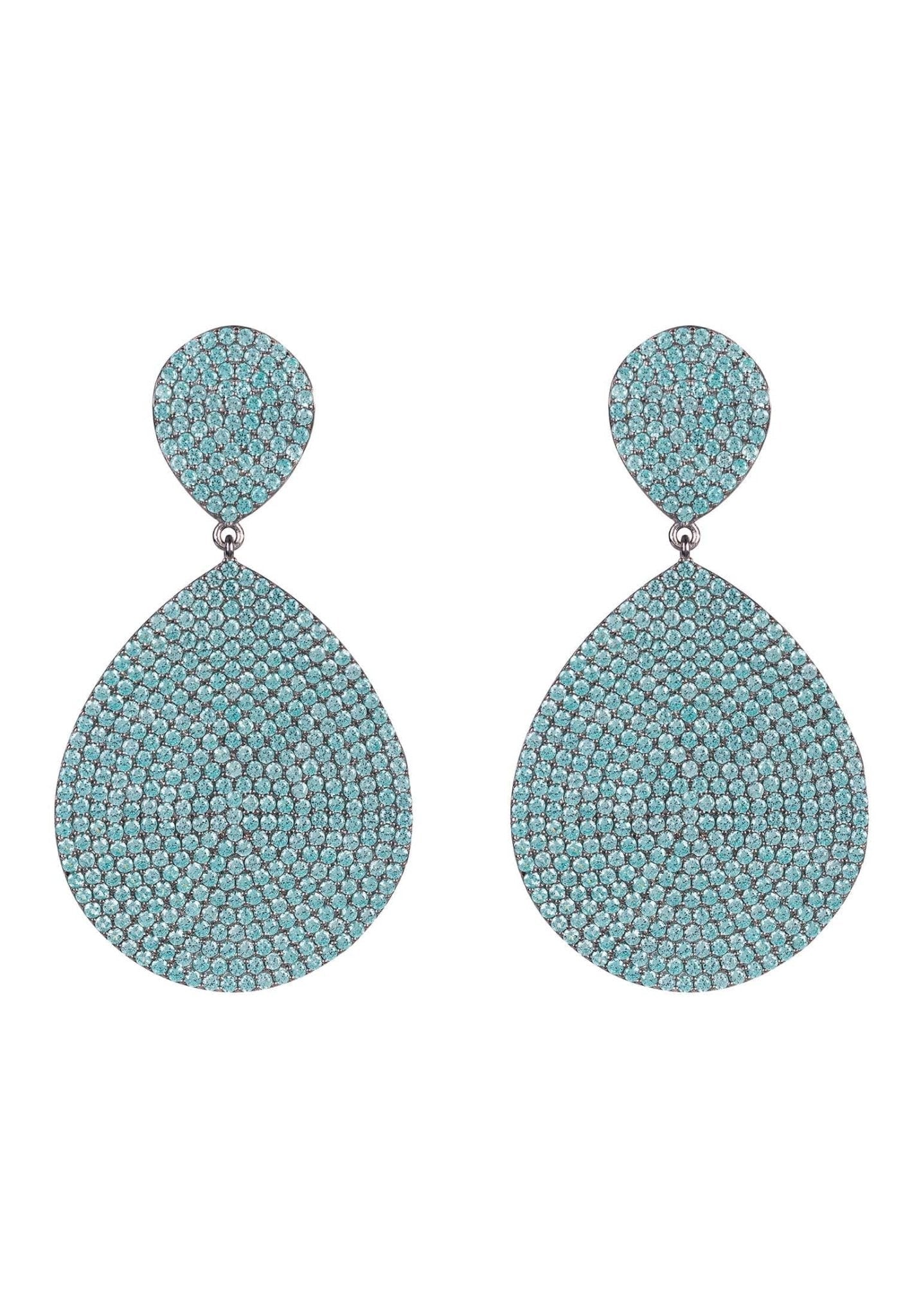 Monte Carlo Earrings Aqua Blue Silver - lolaluxeshop