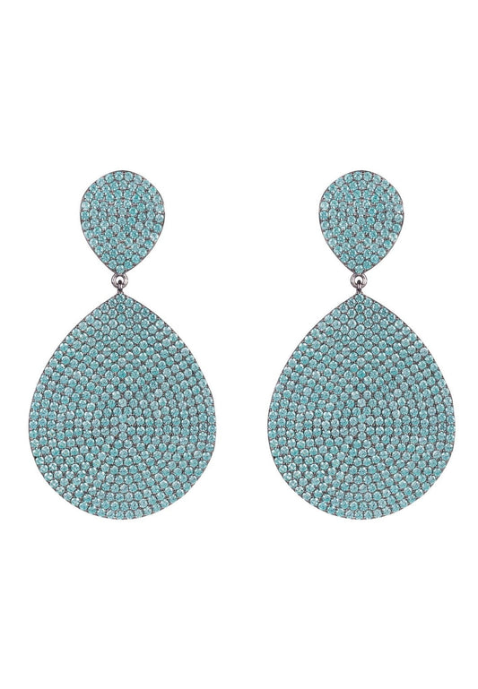 Monte Carlo Earrings Aqua Blue Silver - lolaluxeshop