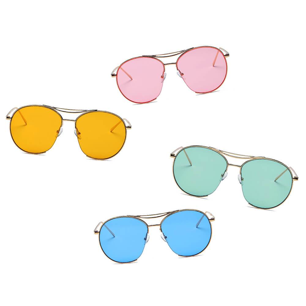 LOUDON | Oversize Tinted Lens Round Aviator Sunglasses - lolaluxeshop