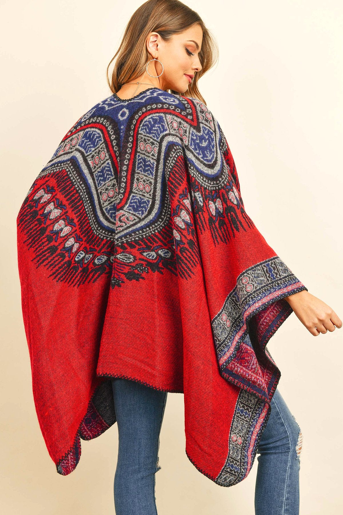 Hdf3143 - Native Pattern Open Front Kimono - LOLA LUXE