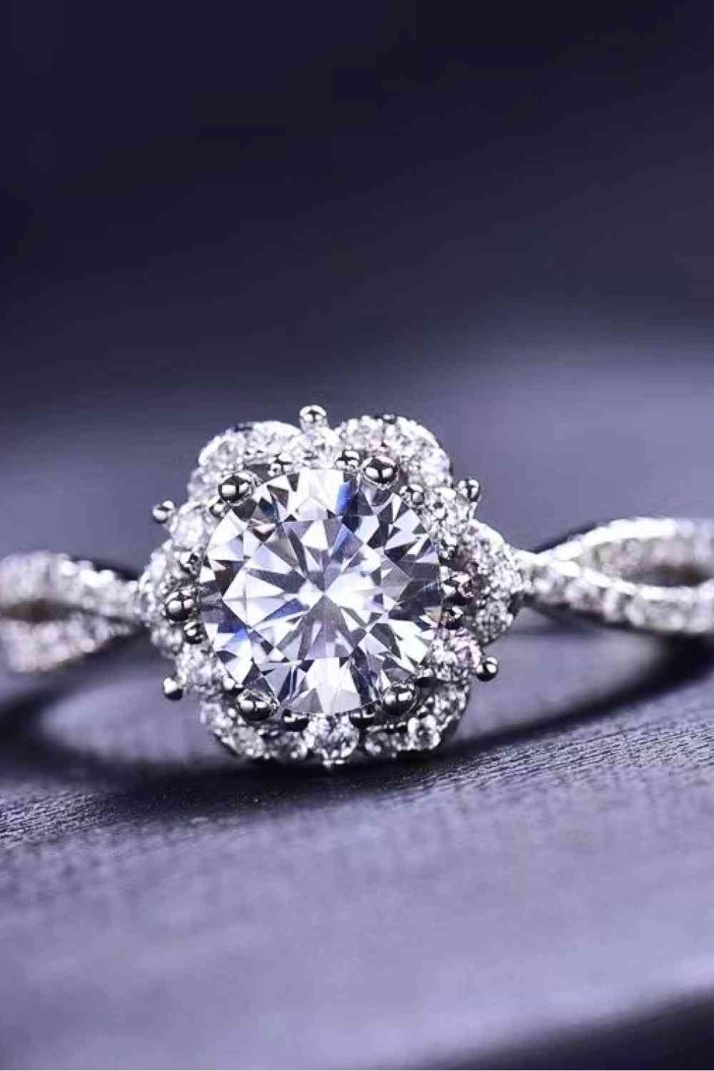 Platinum-Plated Six Prong 1 Carat Moissanite Ring - lolaluxeshop