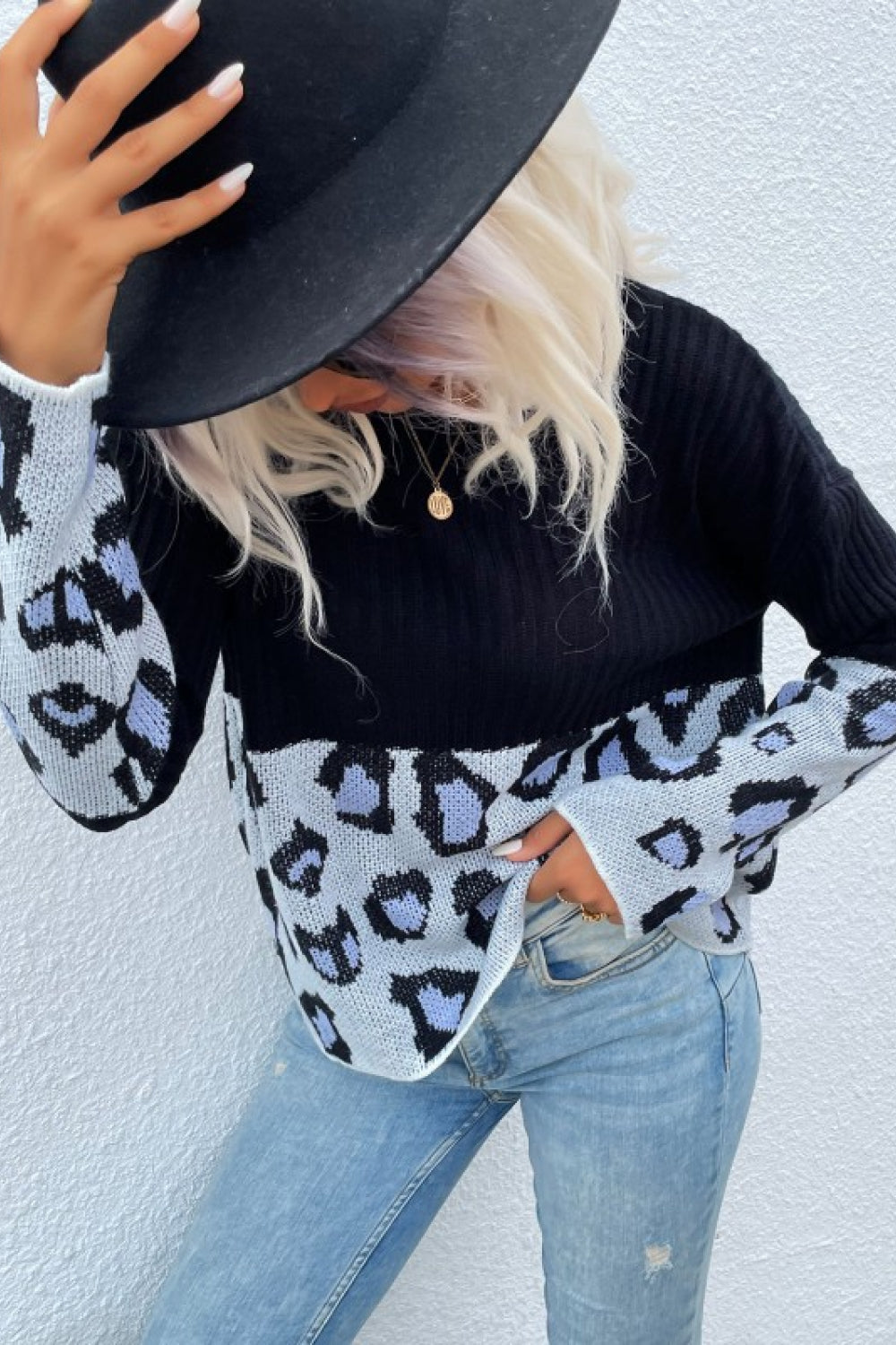 Leopard Color Block Sweater - LOLA LUXE