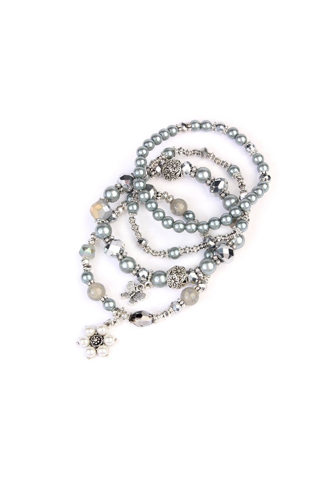 Hdb2076 - Butterfly Pearl Classy Stackable Bracelet - LOLA LUXE