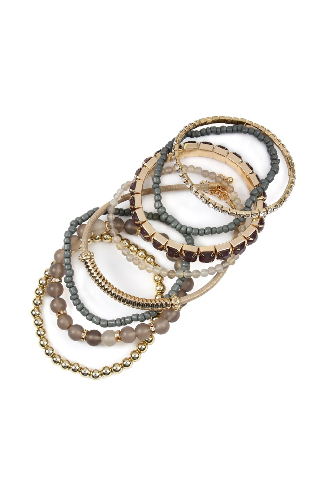 Hdb2269 - Plus Size Stackable Beads Bracelet Set - LOLA LUXE