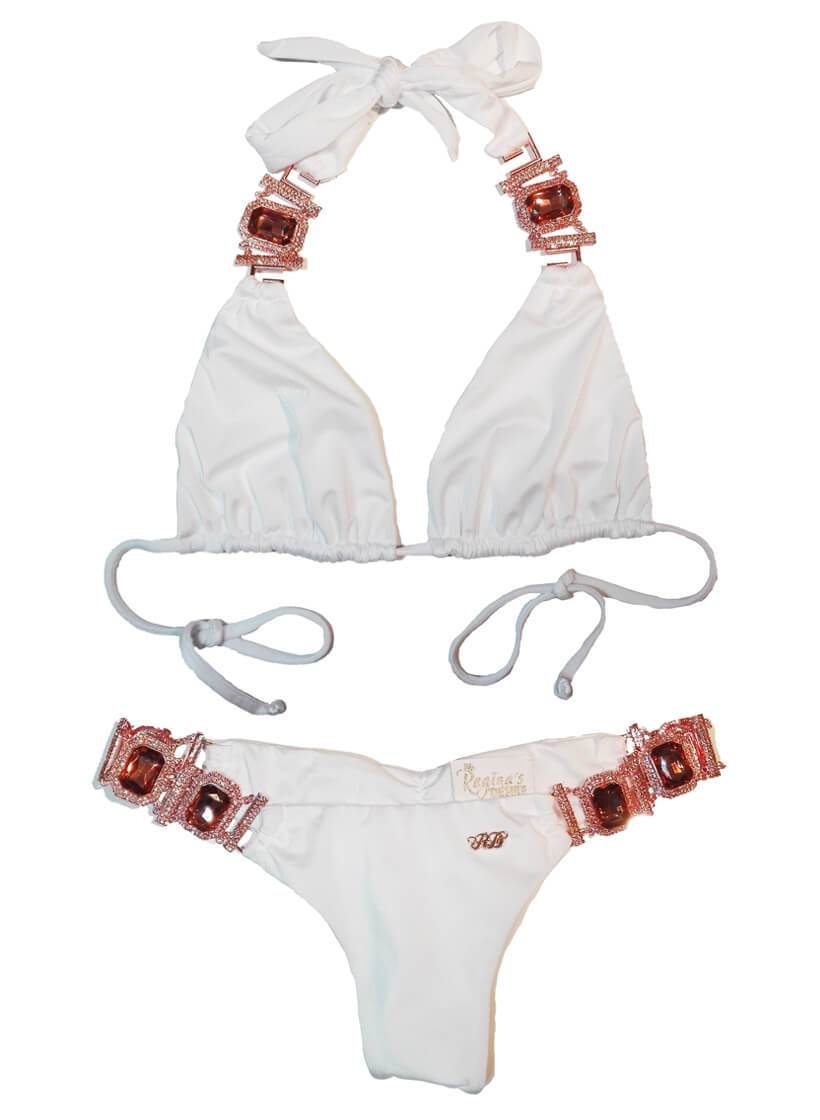 Tina Halter Top & Skimpy Bottom - White - LOLA LUXE