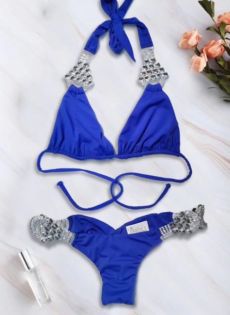 Nicole Halter Top & Skimpy Bottom - Blue - LOLA LUXE