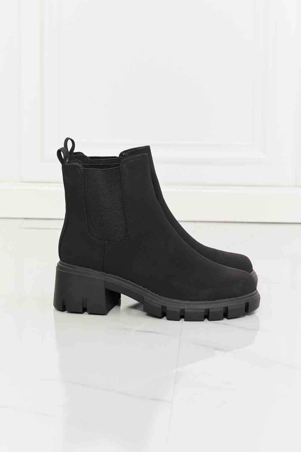 MMShoes Work For It Matte Lug Sole Chelsea Boots in Black - lolaluxeshop