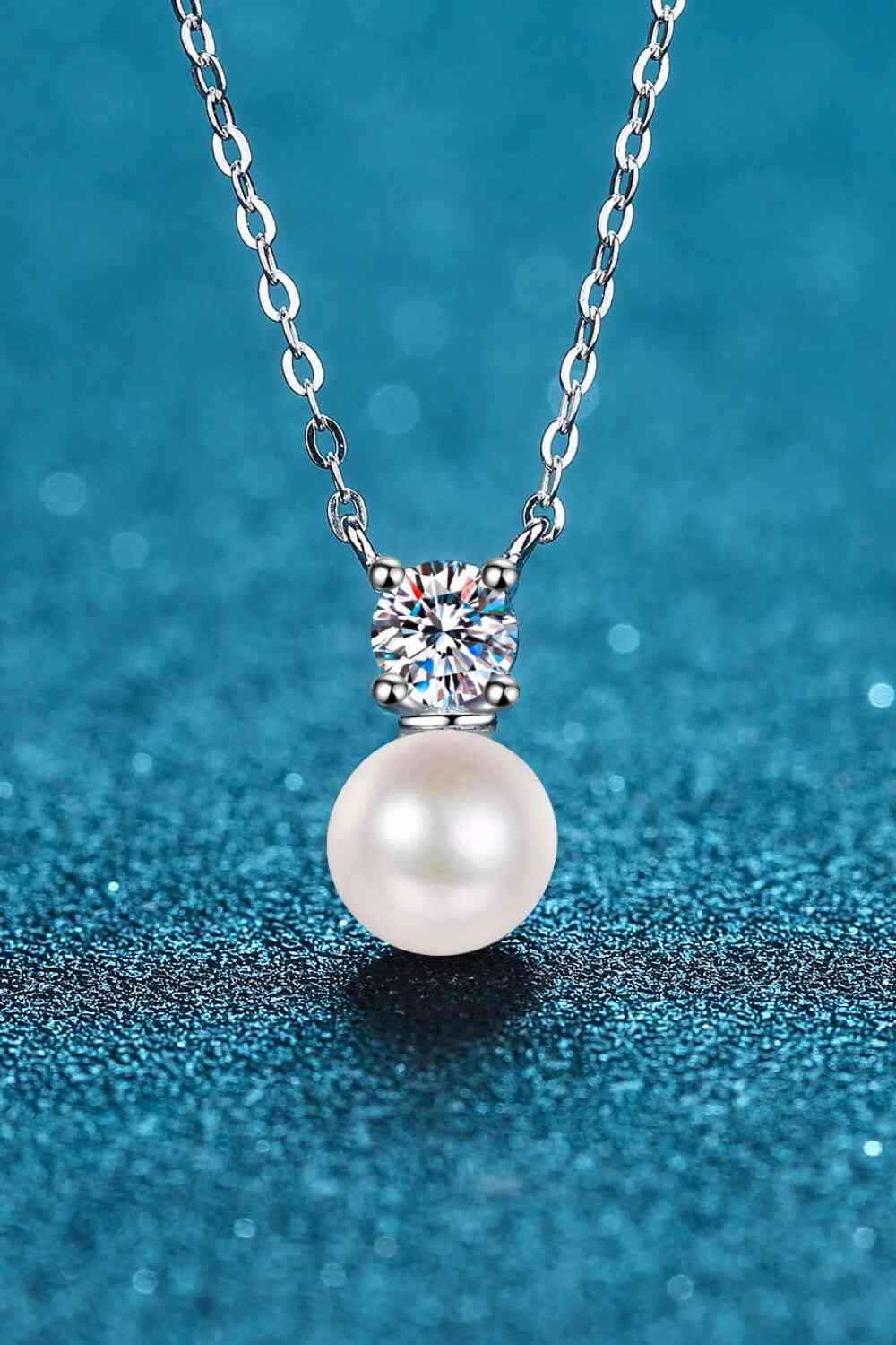 925 Sterling Silver Freshwater Pearl Moissanite Necklace - lolaluxeshop