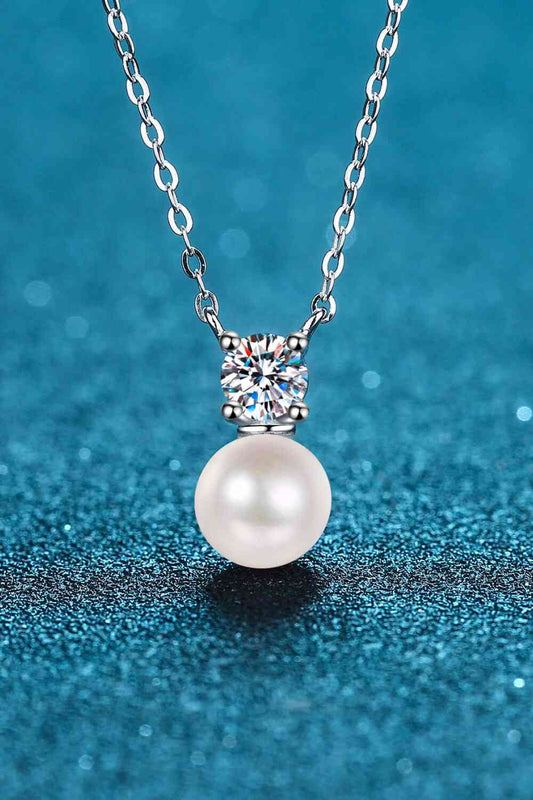 925 Sterling Silver Freshwater Pearl Moissanite Necklace - lolaluxeshop