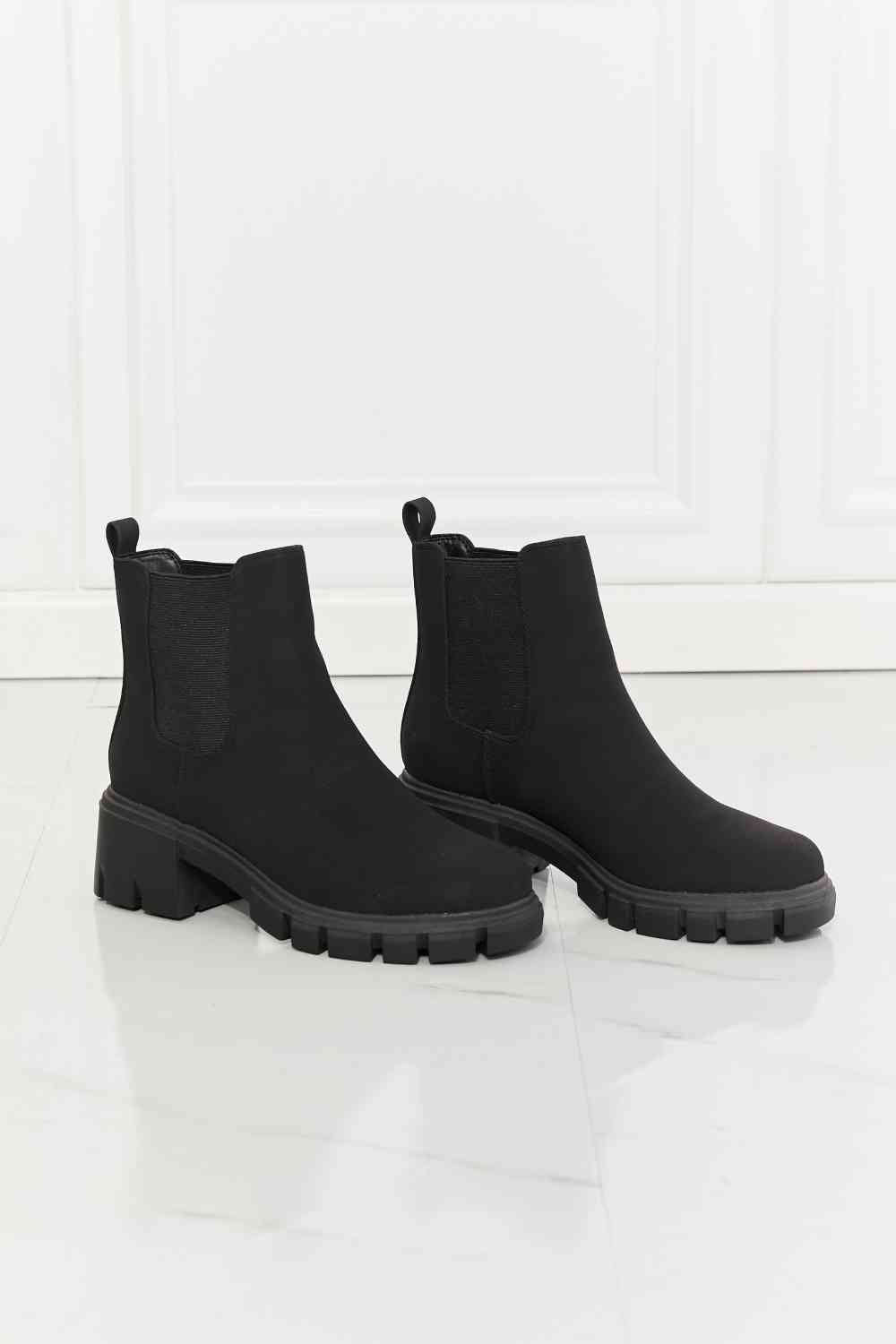 MMShoes Work For It Matte Lug Sole Chelsea Boots in Black - lolaluxeshop