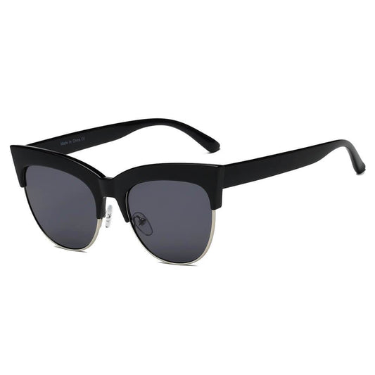 HENRIETTA | Women Half Frame Round Cat Eye Sunglasses - lolaluxeshop