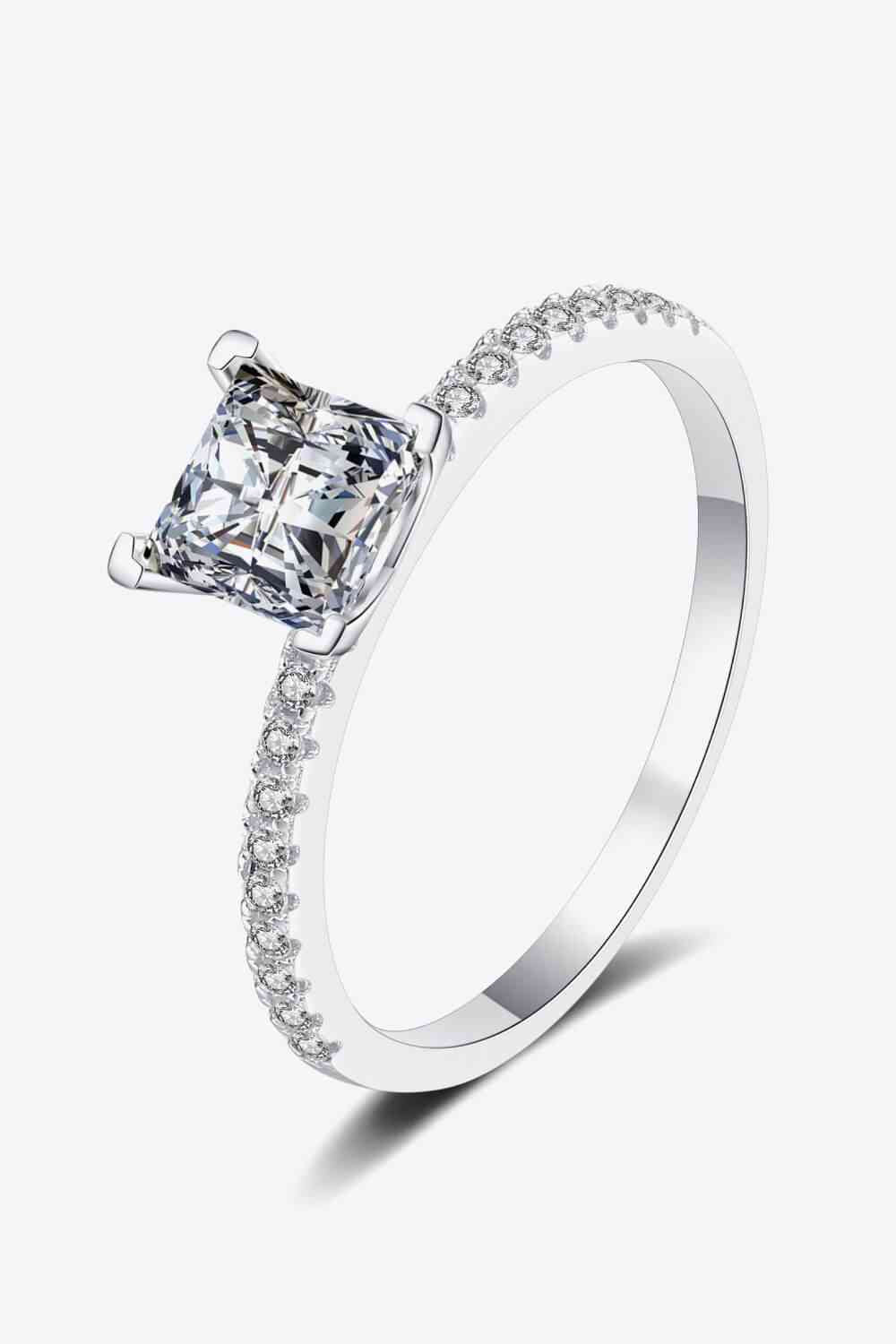 Rhodium-Plated 2 Carat Moissanite Four-Prong Ring - lolaluxeshop