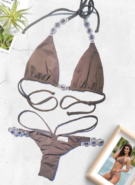 Shanel Triangle Top & Tango Bottom - Brown - LOLA LUXE