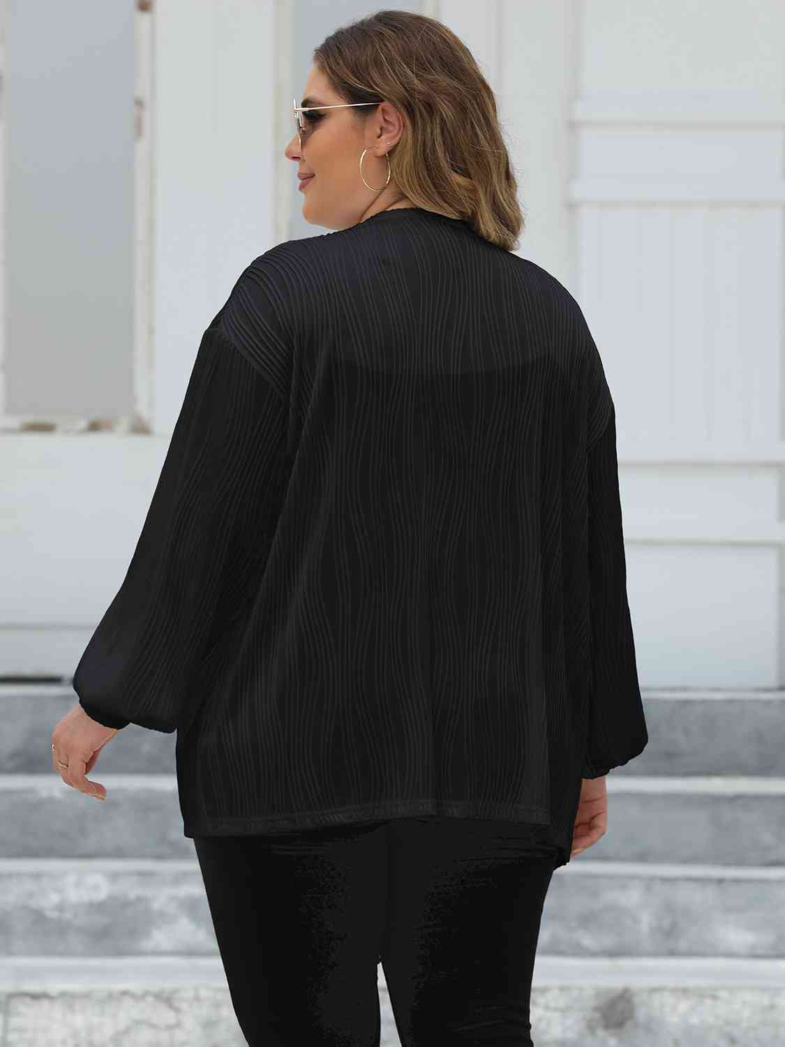 Plus Size Open Front Long Sleeve Cardigan - lolaluxeshop