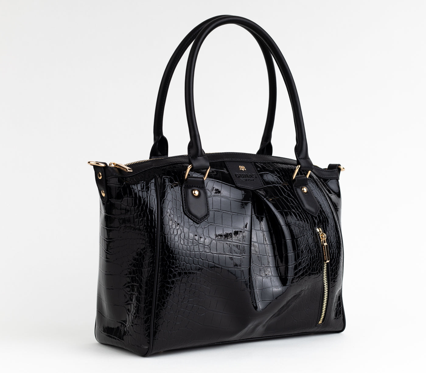 Madison - Black Croc Vegan Bag - LOLA LUXE