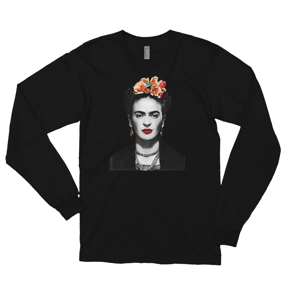 Frida Kahlo With Flowers Poster Artwork Long Sleeve Shirt - LOLA LUXE