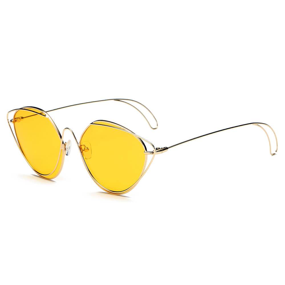 LISLE | Women Fashion Round Wire Art Cat Eye Sunglasses - lolaluxeshop